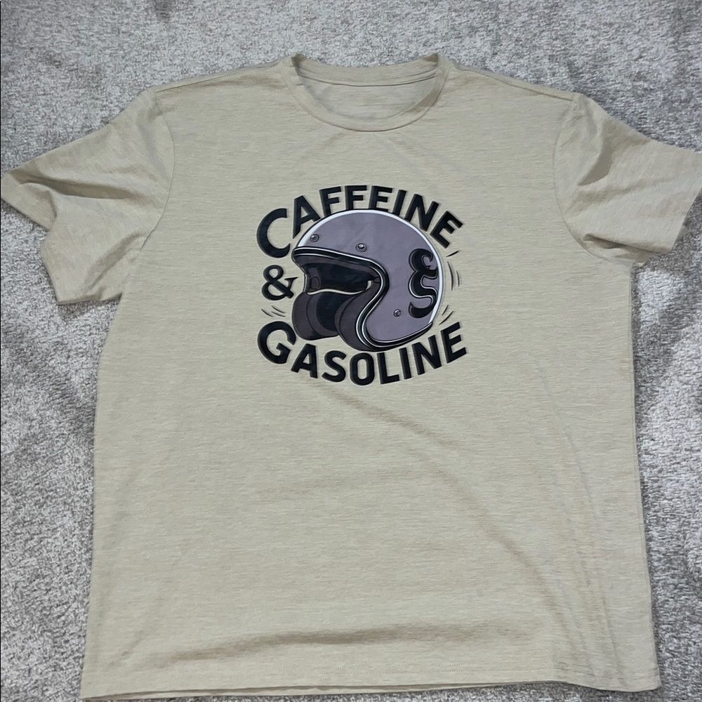 Caffeine & Gasoline Racing Helmet Coffee Racer Motorcycle Helmet T shirt-XL